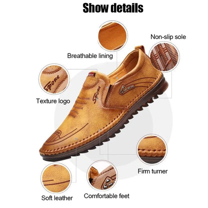 Beige Casual Leather Shoes