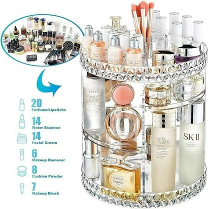 Makeup Organizer Adjustable 360 Rotation Box Case